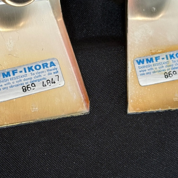 WMF IKORA Vintage EP Brass over Brushed Silver Candlestick Holders From Germany - Picture 5 of 6